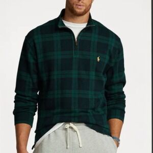 Polo Ralph Lauren Blackwatch Plaid Estate-Rib Pullover 1/4 Zip Men's XS NWT
